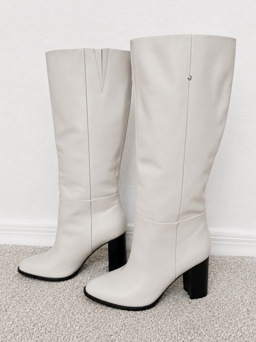 NWOT- Seychelles Ivory Leather Knee High Block Heel Boots 7.5